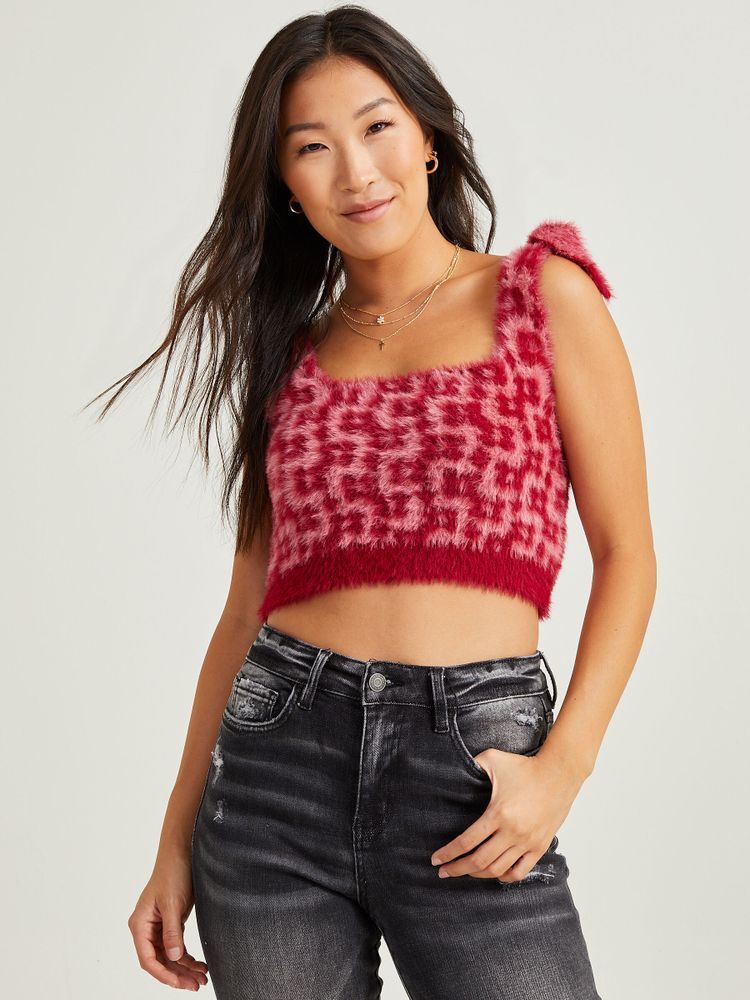 Altard-State-Hot-Pink-Maria-Top-Fuzzy-Tie-Shoulder-Sweater-Large-Size-235517188041-4