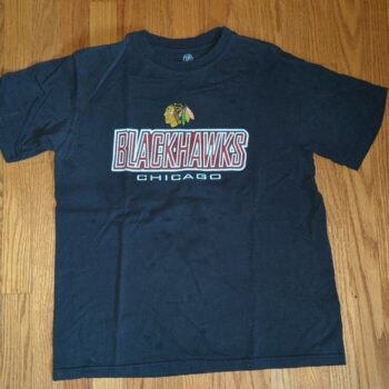 Chicago Blackhawks Indian Hockey Sports Dark Black Tee Large Vintage Rap Tupac