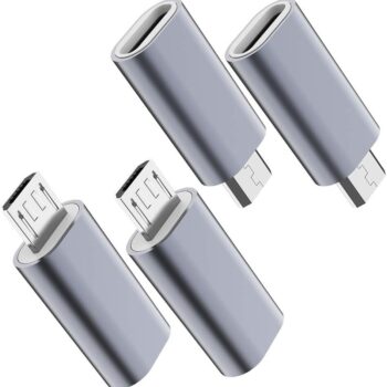 JXMOX USB C to Micro USB Adapter, (4-Pack) Type C Female to Micro USB Male Conve