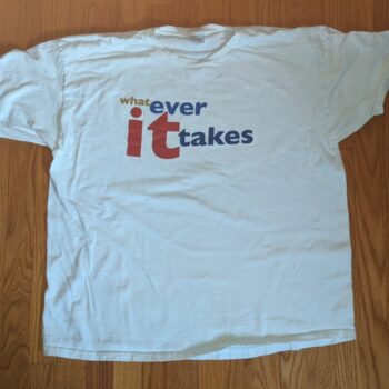 Vintage Whatever It Takes White Tee 2XL Rap Music Nirvana Big Red It Text Cool