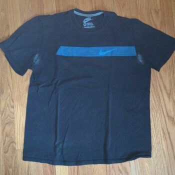 Vintage Basic Nike Blue Swoosh Dark Black Tee Regular Fit Extra Large XL 90s