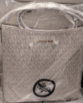 NWT-Michael-Kors-Large-Jet-Set-Signature-Logo-Messenger-Bag-Light-GoldVanilla-235994712737