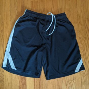 Reebok Jogger Running Sports Dark Black Shorts Drawcord Swim Vintage Gym Run